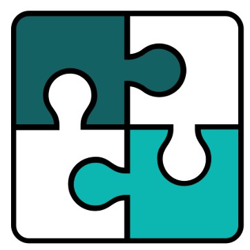 Four puzzle pieces fitting together symbolizing connection and clarity.